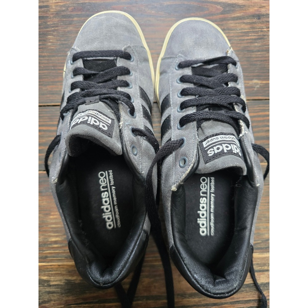 Adidas Neo Daily Grey Black Canvas Cloudfoam Super Sneakers AW4314 Mens Size 7 - Picture 3 of 6